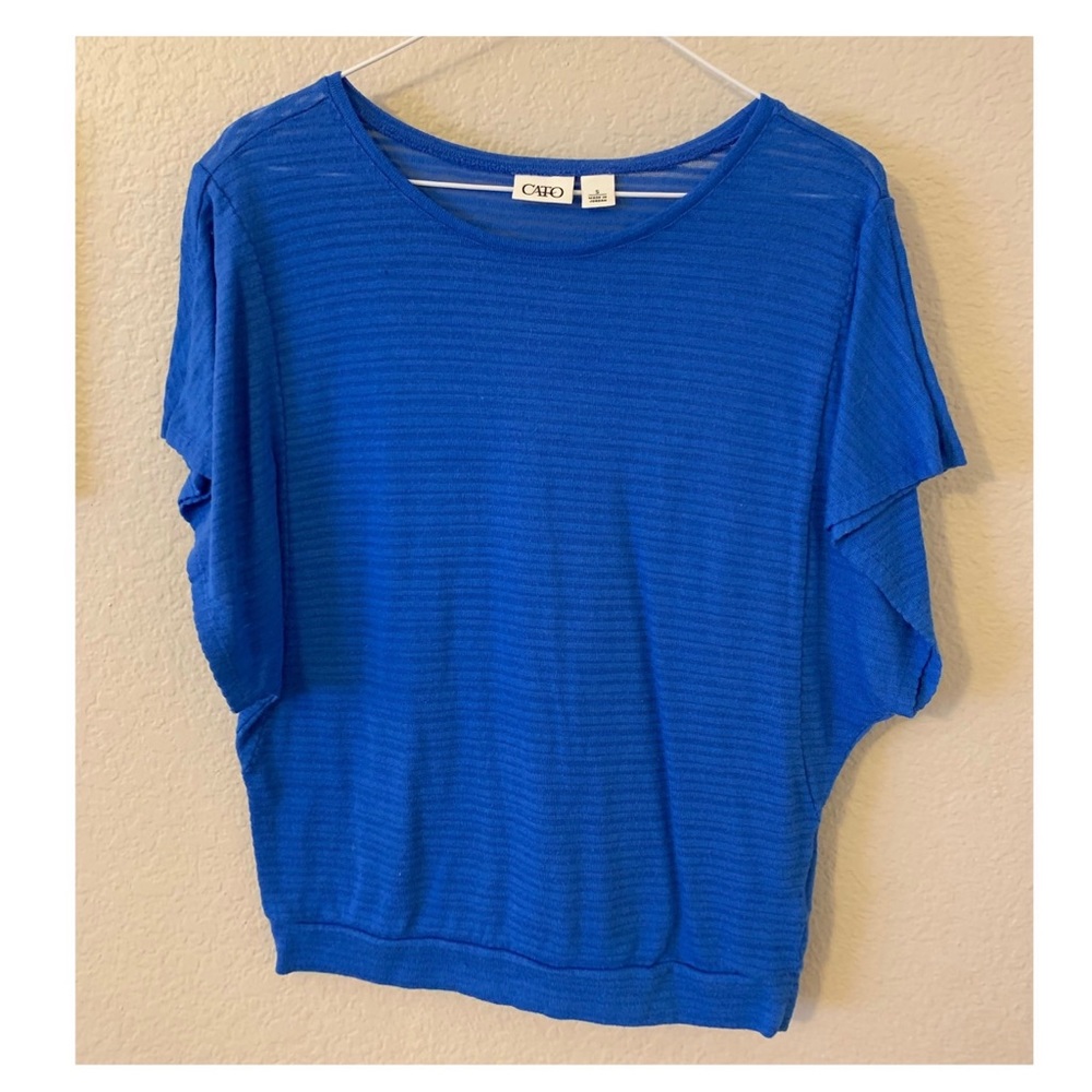Blue swoop neck top